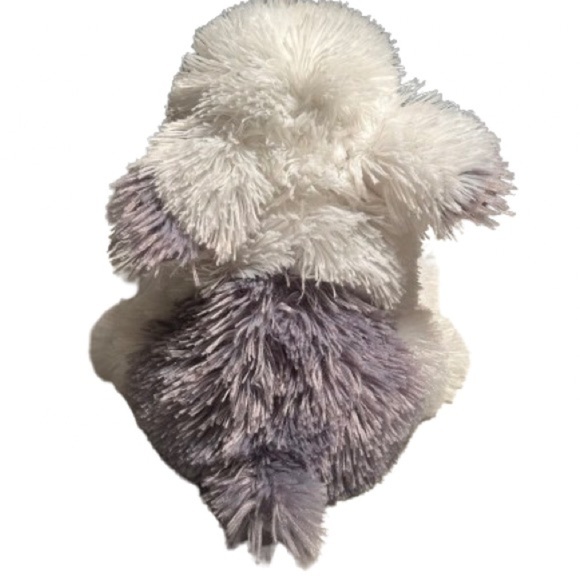 Plush Poppy Dog PUPPET, Soft Fabric, White and Gray, Height 7 Inches , Kids Toy - Picture 4 of 5